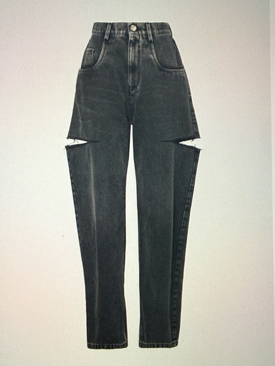 Maison Martin Margiela Denim - Maison Margiela Distressed Wash Black Wide-Leg Cut-out Jeans